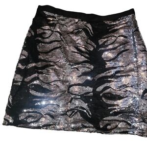 Black Collection Silver Sequins Mini Skirt S